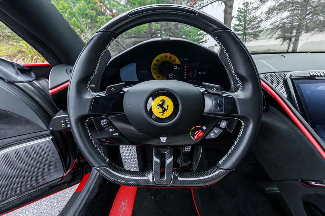 Ferrari Roma for Rent From Long Island Exotic Cars Streeing Wheel Controls